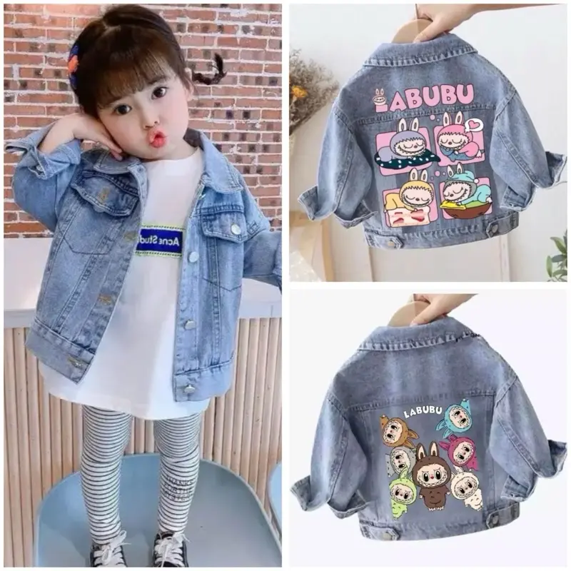 Jaket Gambar Labubu Pink Banyak Jeans Anak Fashion