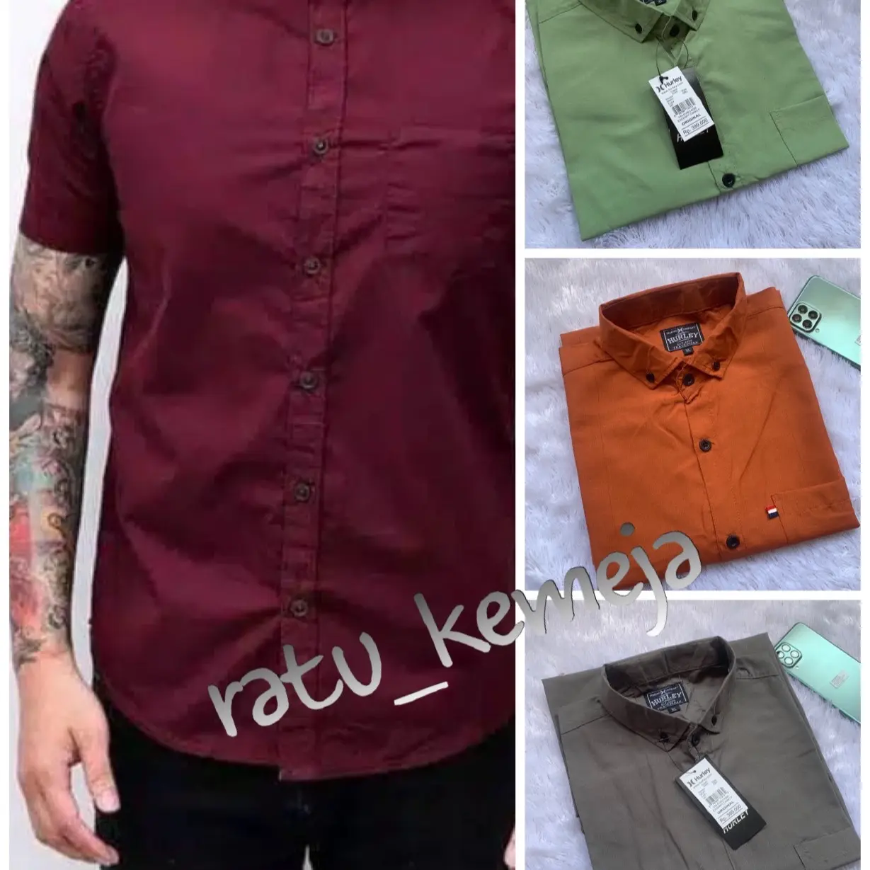 KEMEJA POLOS LENGAN PENDEK PRIA DEWASA
