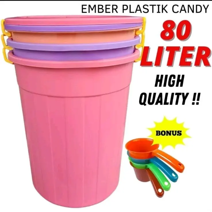 Ember Jumbo Warna Cantik dengan Tutup Gratis Gayung - Kapasitas 80 Liter 0
