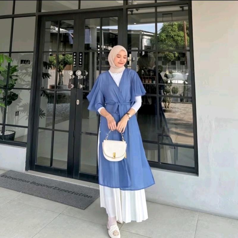 Tunik cerutty/atasan wanita dewasa kekinian Muslim Outer Simple Ceruty clara  long 7