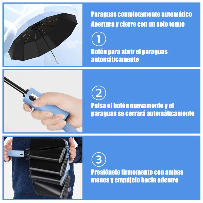 Paraguas Sombrilla Protección Uv Automático Con 12 Varillas - Foto 11