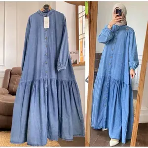 gamis jeans terbaru 2025 // gamis jeans // gamis jeans kombinasi // gamis gamis jeans wanita terbaru mewah