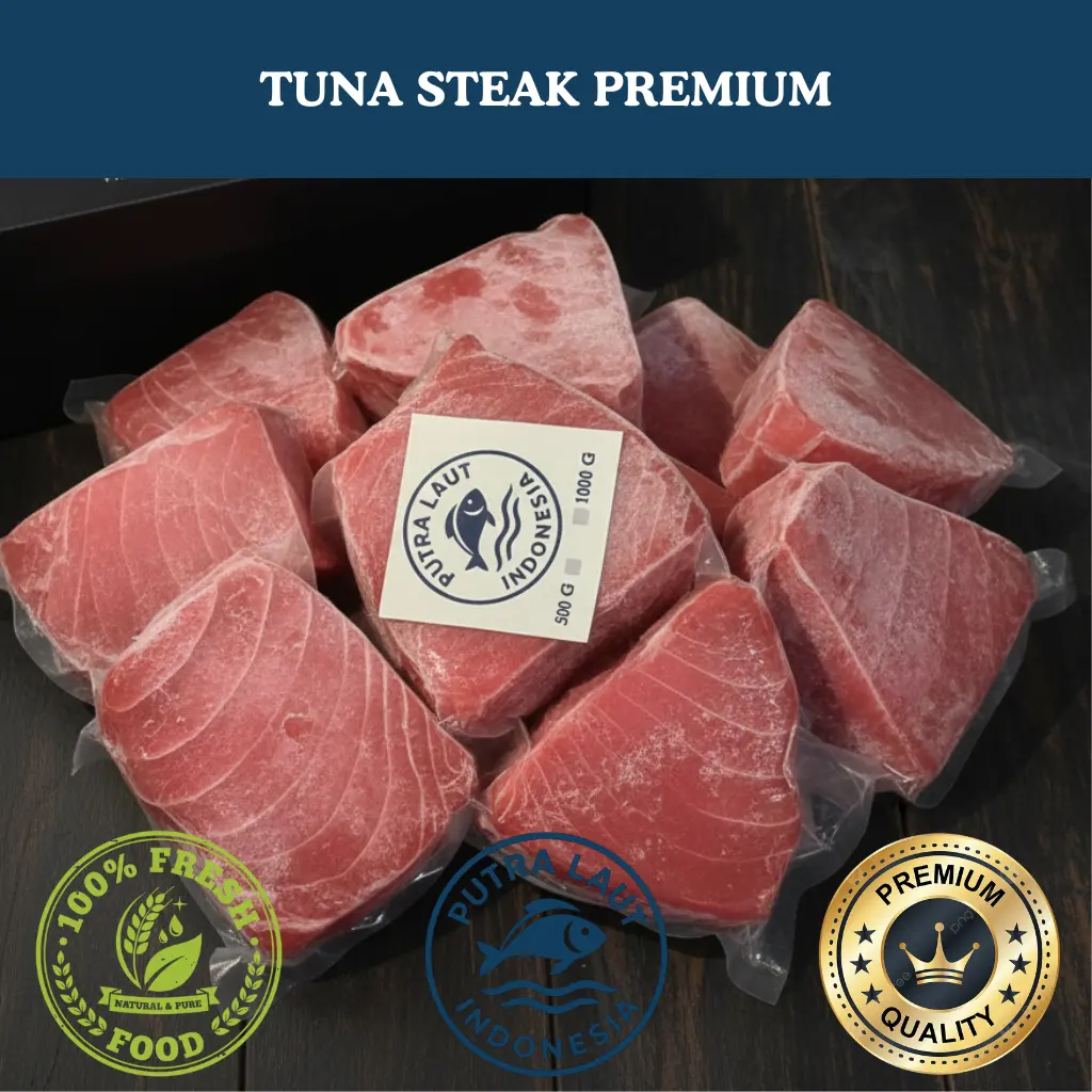PUTRA LAUT INDONESIA Tuna Steak Premium Segar 100% Fresh Frozen Food Kualitas Terbaik 500G