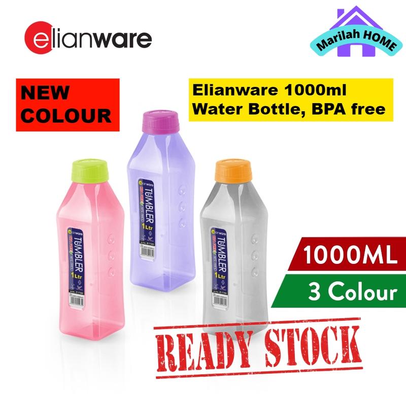 Elianware 1000ml 1L BPA Free Plastic Water Bottle Tumbler, Drinking ...