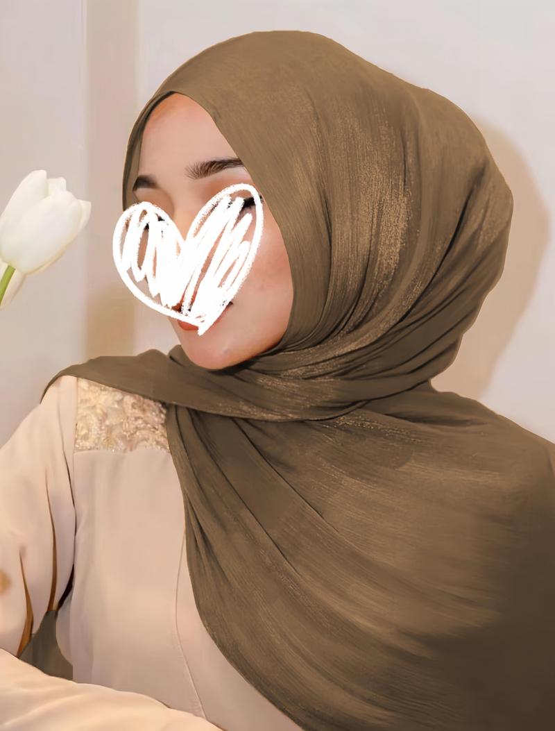Product Introduction of #CL62  Shiny Mesh chiffon hijab, jana,watercolor,hijab, Muslim Headscarf Arab Casual Head Wrap Sunscreen Shawl Suitable For Daily Use,Exquisite, elegant and fashionable 3