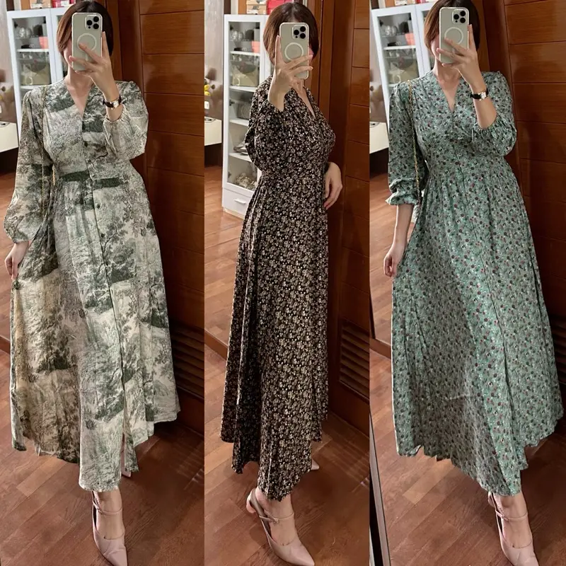 DRESS HIJAB RAYON LONG DRESS RAYON PREMIUM BUSUI BUMIL FRIENDLY FULL KANCING HIDUP Karet Muslim Nyaman Gamis Lembut Panjang Lembut Panjang Lembut Panjang Lembut Panjang