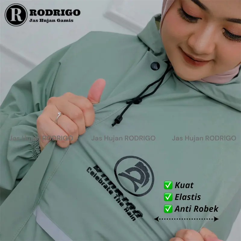 MANTOL JAS HUJAN GAMIS RODRIGO PREMIUM HIJABER JUMBO WATERPROOF TEBAL ELASTIS PVC 5