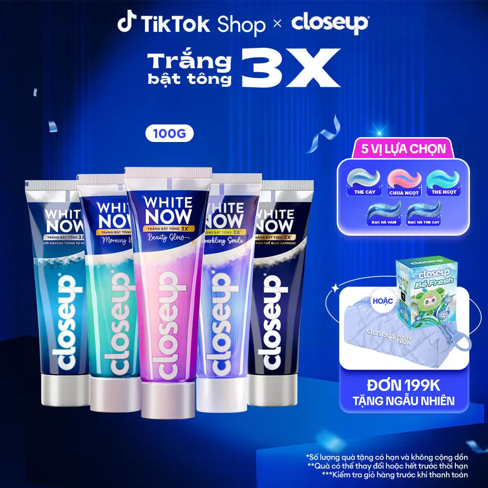 Kem đánh răng Closeup White Now - Trắng Bật Tông 3X từ Công nghệ Ánh Sáng Xanh - Khoáng Trắng Tự Nhiên 100g [1]