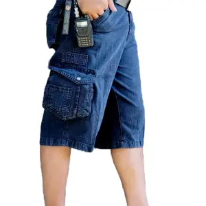 Celana Pendek Cargo Pria & Wanita Full Katun Tebal Santai dengan Jumbo Shorts Dewasa Distro Hitam Panjang Kain Nyaman Denim Keren