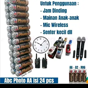 Baterai ABC Hitam Photo AA (A2) 24PCS untuk Jam Dinding dan Mainan Anak Mic