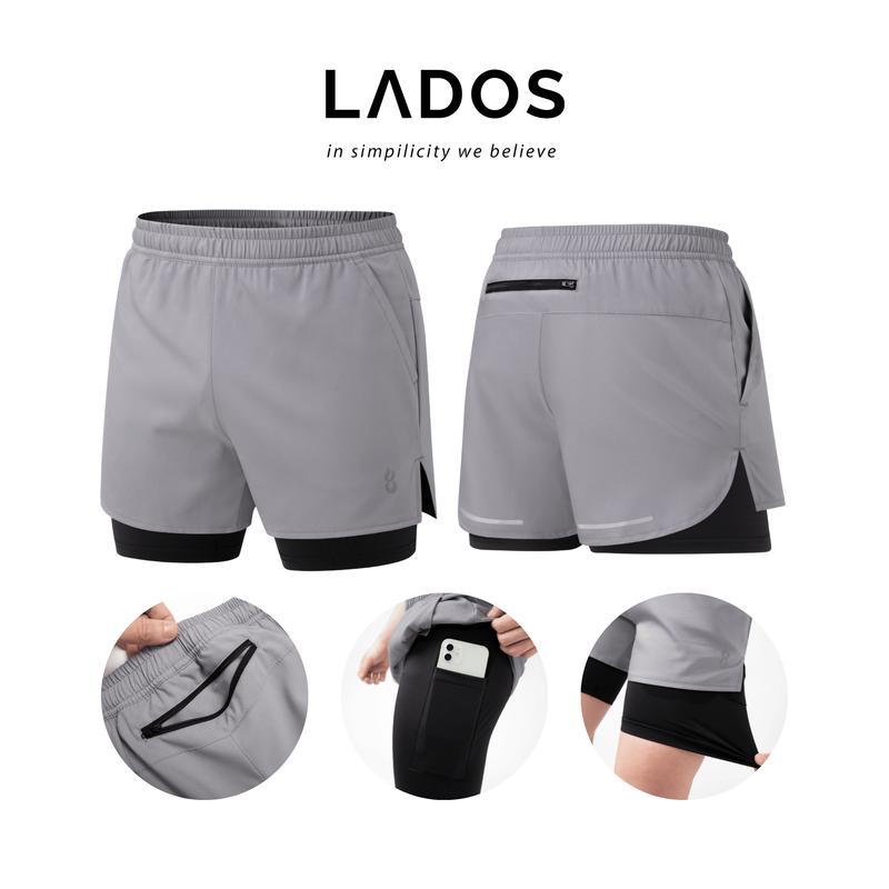 Quần Short Thể Thao Nam 2 Lớp Run Active LADOS-4202 Vải Poly Nhẹ Thoáng, Lưng Chun Co Giãn Thoải Mái Vận Động