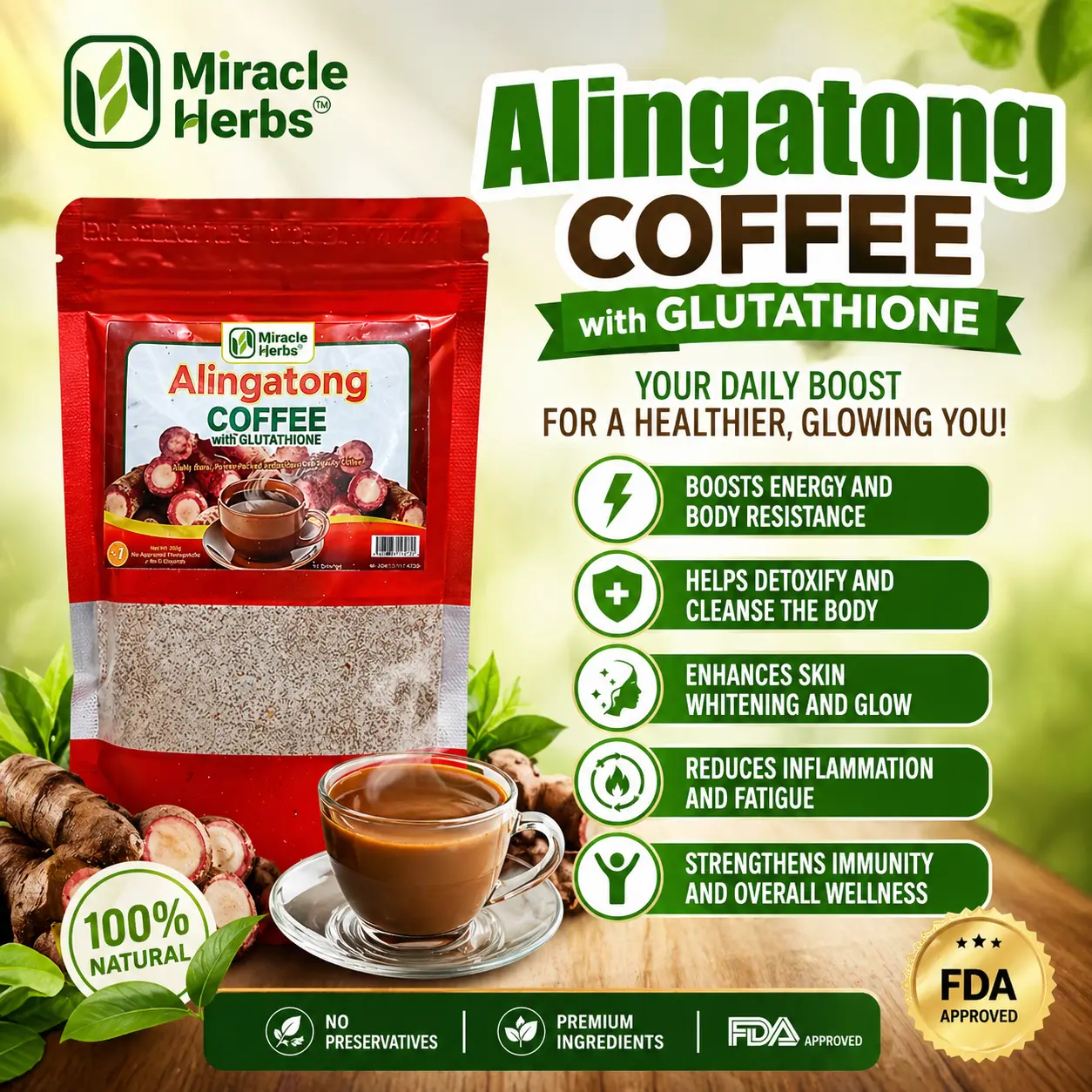 Alingatong Coffee with Glutathione by Miracle Herbs Alingatong Extract for Energy Boost and Health Support - TikTok Shop Philippines Alingatong Coffee with Glutathione by Miracle Herbs Alingatong Extract for Energy Boost and Health Support - TikTok Shop Philippines