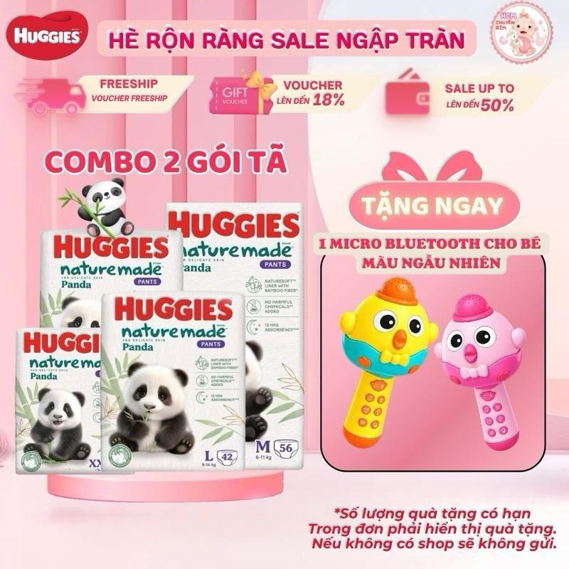 Combo 2 Tã Quần HUGGIES Nature Made Panda Size M56/L42/XL36/XXL24 miếng