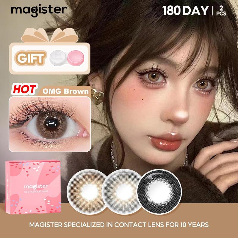  【Natural Magister Kính Áp Tròng 2 cặp DESIRE II Amber Gray Lens Mắt Màu 0~-6.00 DIA 14.00mm 6 Tháng  Tự Nhiên Lime Green Kính Áp Tròng Lens Tặng Khay Gương 