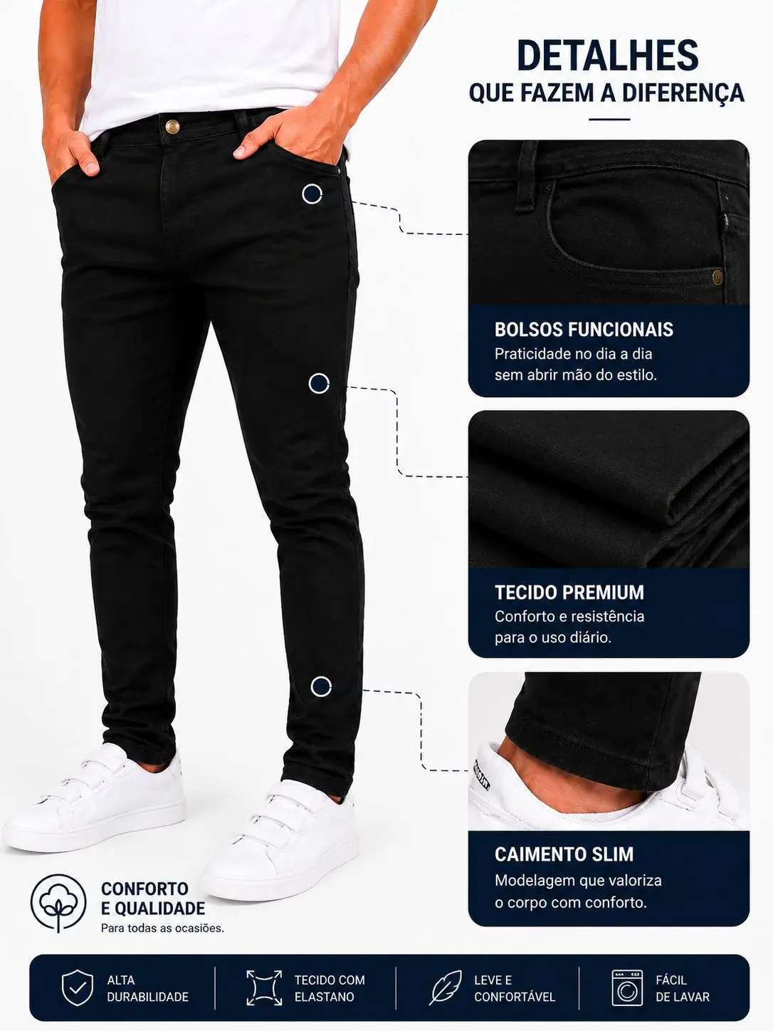 Kit 3/2/1 Calças Jeans Masculina Skinny Elastano Conforto Premium Do 36 Ao 48 Exclusivo - 2