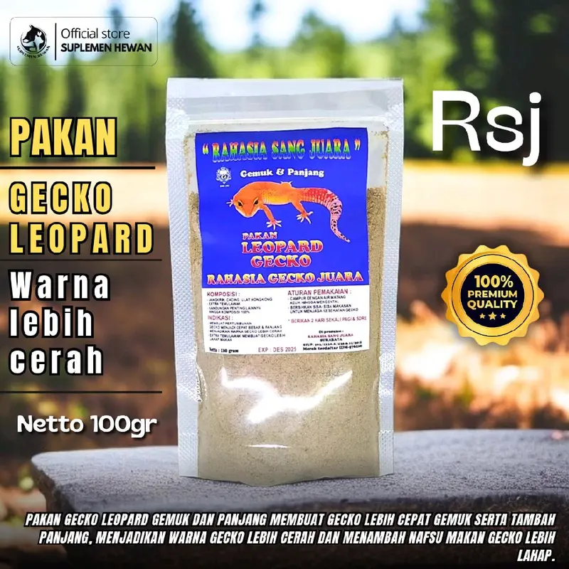 Pakan Gecko Leopard Cepat Panjang dan Gemuk 100gr - Menjadikan Warna Lebih Cerah & Nafsu Makan Lebih Lahap 0