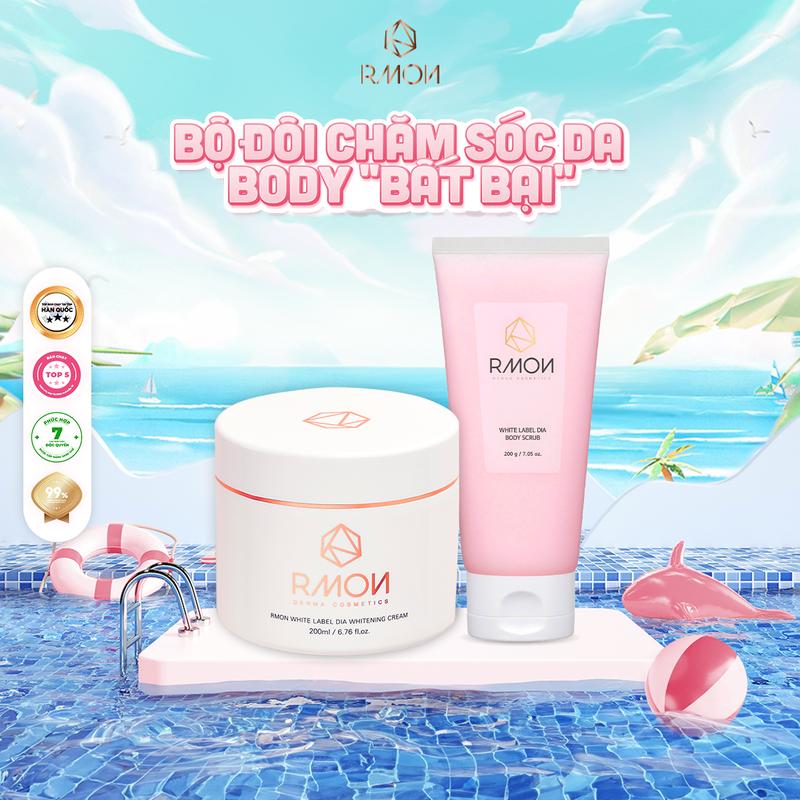 Bộ Đôi Chăm Sóc Da Body Kem Giúp Ủ Trắng Make-Up Da Body 200 ml &Tẩy Tế Bào Chết RMON 200g