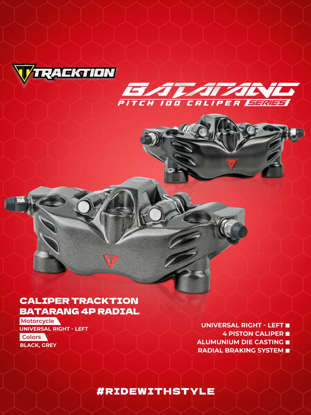 CALIPER 4P TRACKTION BATARANG UNIVERSAL / CALIPER 4P RADIAL PITCH 100 TRACKTION BATARANG