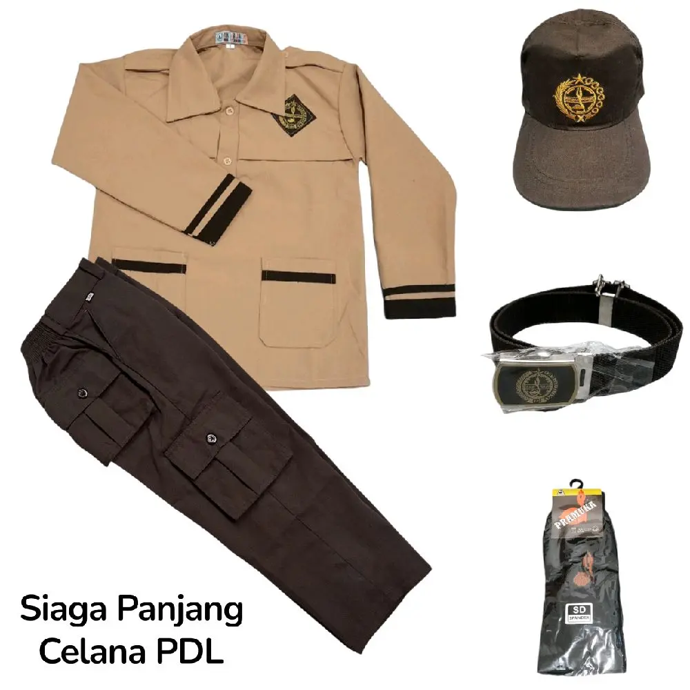 Setelan Seragam Pramuka Siaga SD Laki-laki dan Perempuan Baju Lengan Panjang Celana PDL