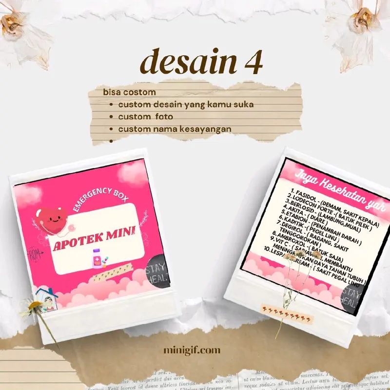 Kotak Obat Apotek Mini Bisa Costum Obat/Desain Stiker Untuk Orang tersayang 3