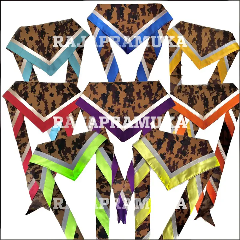 Scraf pramuka Loreng scout lis menyala kombinasi warna Syal