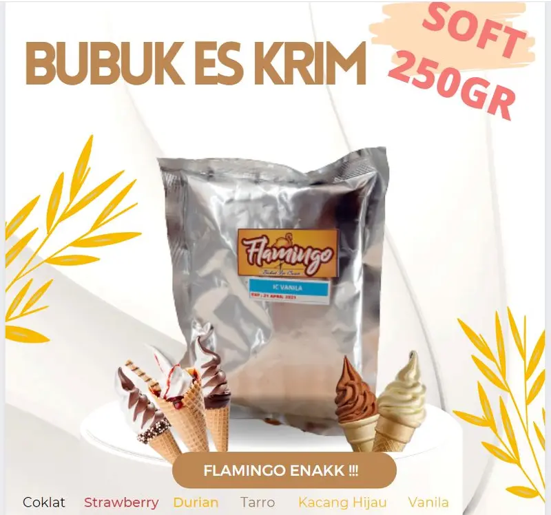 Bubuk es krim bahan es cream lengkap murah 250gr es krim bubuk instan minuman 4