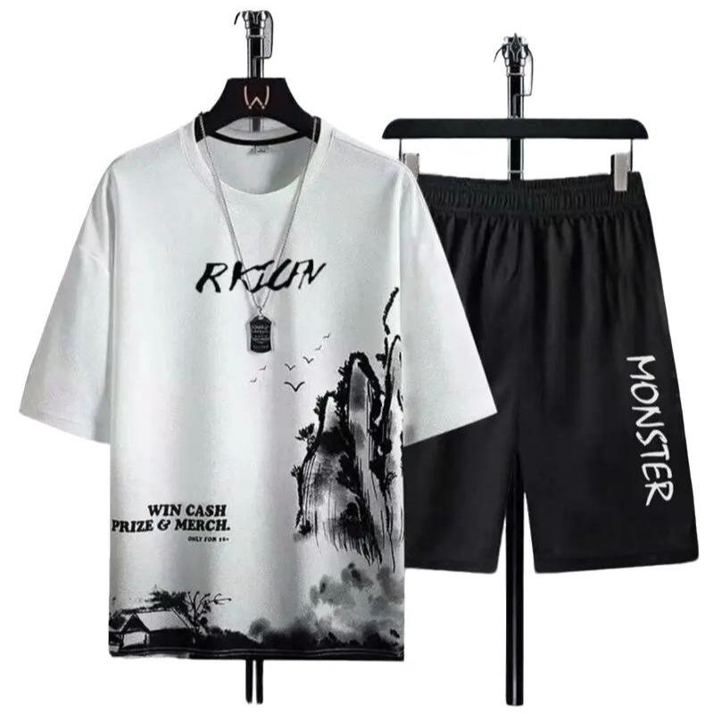 Đồ bộ nam in hình Núi cực đẹp, Bộ thể thao nam Tập Gym, Chạy Bộ quần short túi có khoá tiện dụng