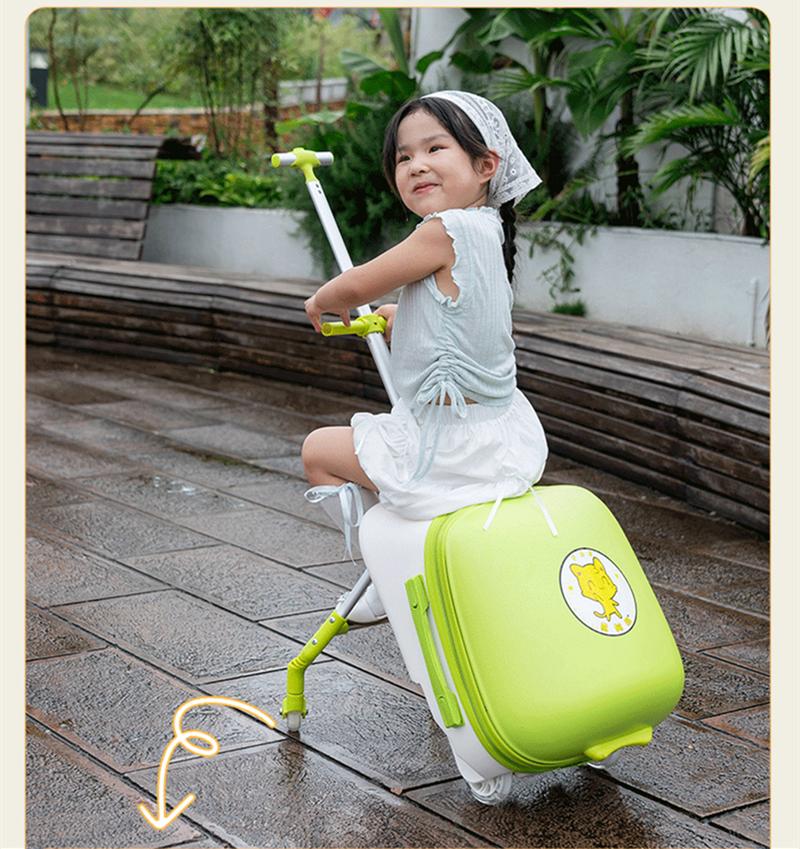 Product Introduction of 20 Inch Boarding Suitcase for Children ABS & PC Material Lazy Cart Mountable Baby Luggage Sets with Walking Feature Kid's Stroller Riding Suitcases For Travel 2