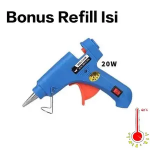 Lem Glue 20 Watt dengan Tombol On/Off dan Bonus Isi - Alat Perekat untuk Kerajinan Tangan dan Rumah Tangga