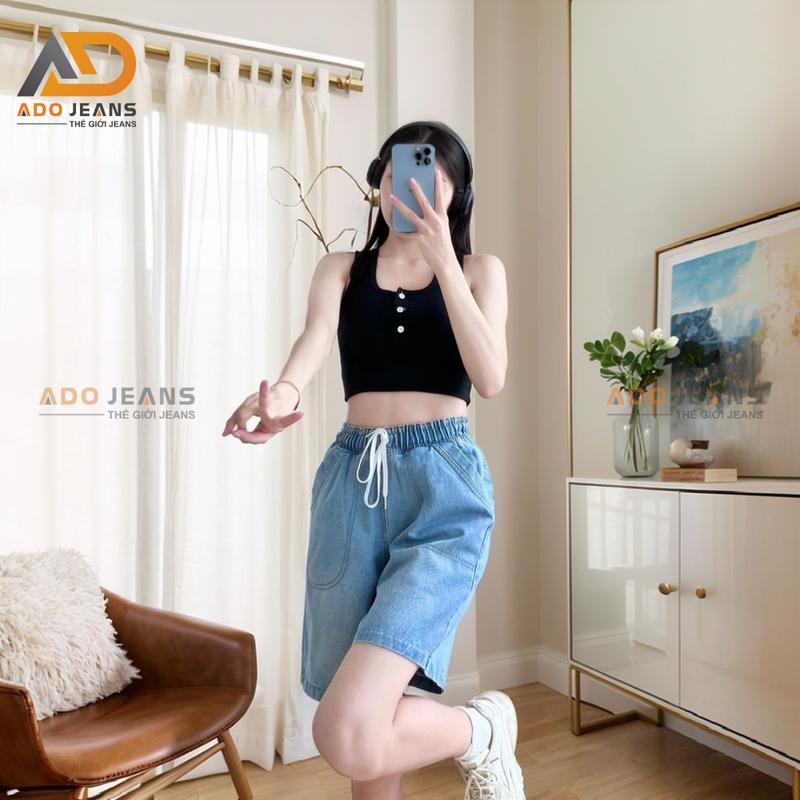 Product Introduction of Quần ngố Jean lưng chun dây thắt, lưng thun co giãn có bigsize  (mã SJ111) Nữ Pants Women 13