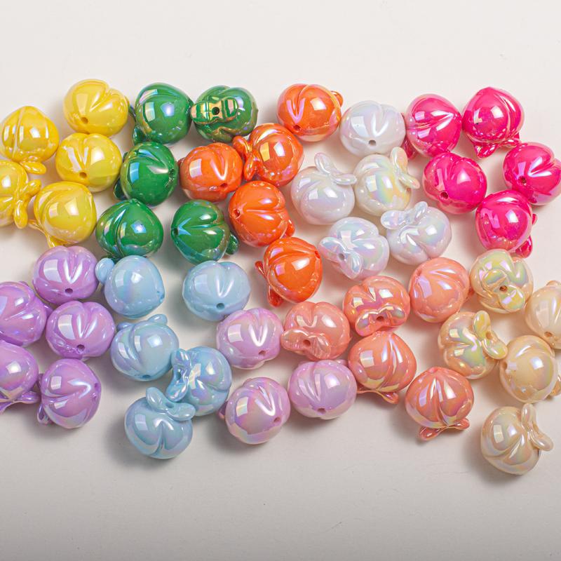 Product Introduction of Peach new solid color UV plated straight hole acrylic loose beads DIY mobile phone chain chain beaded pen bracelet accessories 6