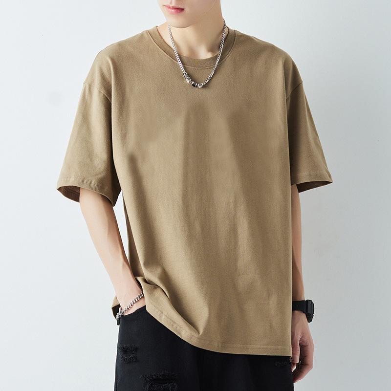 Product Introduction of EDC American Streetwear Heavyweight 230g Short Sleeve T-shirt Unisex Ins Basic Solid Color Undershirt 16
