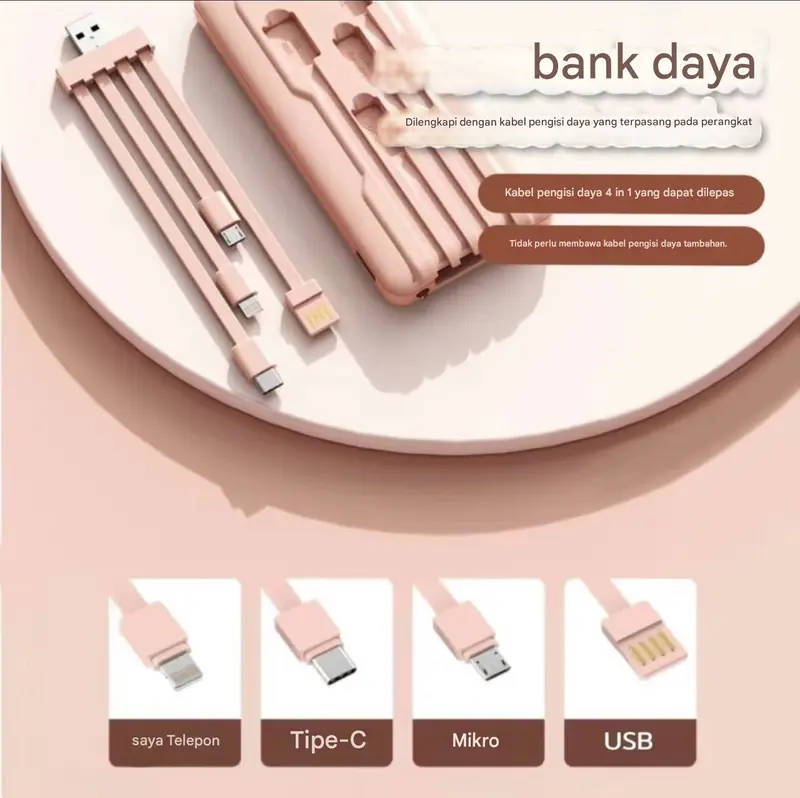 Power Bank 30000 mAh Mini Kartun BeruangUkuran dengan 4 USB Pengisian Cepat SenteiLED Tampilan Cahava Power Bank Power BankEksternal Charger Ponsel Portabel untuk lOS /Android 4