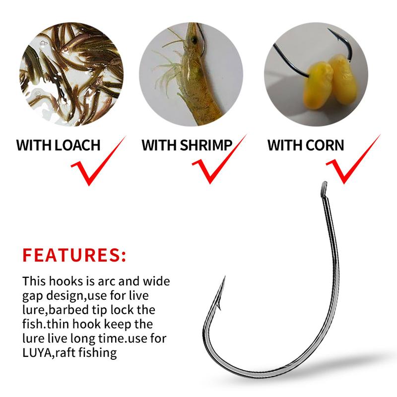 Product Introduction of FTK 10pcs/pack High Carbon Steel Fishing Hook Barbed Hook For Loaches Shrimp Insect Hook Fishing Accessories 1
