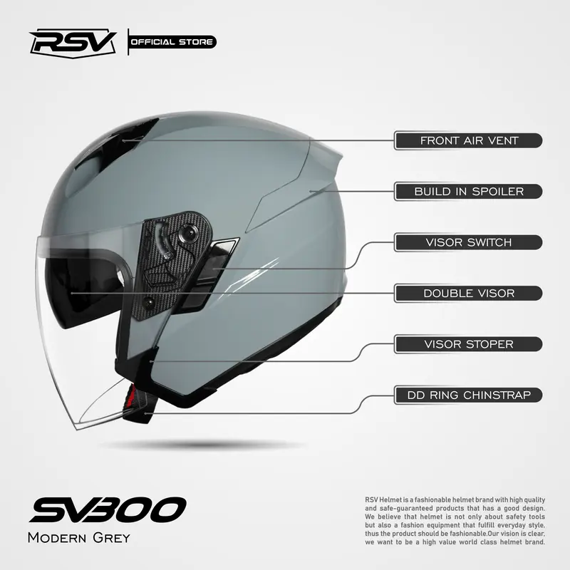 HELM Half face RSV SV300 MODERN GREY Motorcycle 0