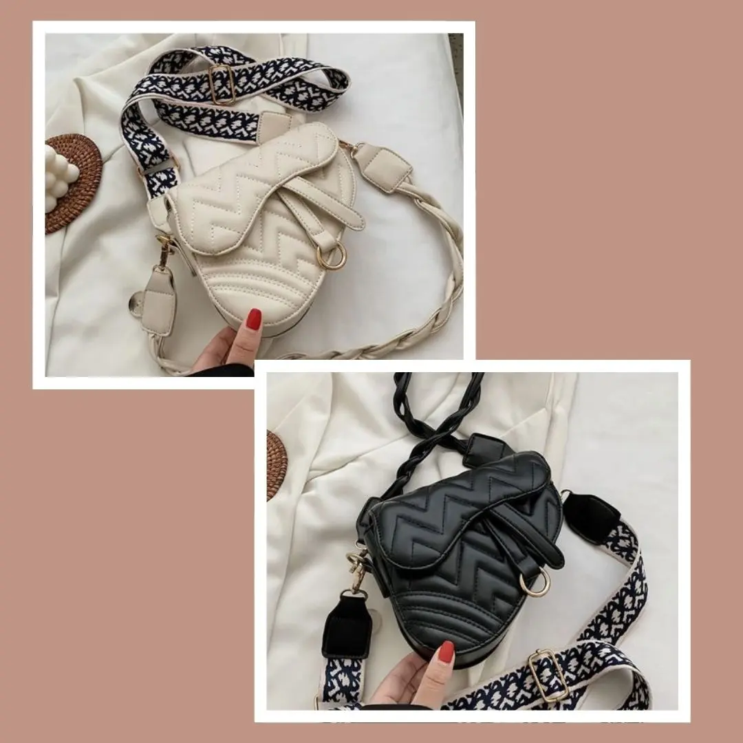 Tas Selempang Wanita Model Kekinian TBS6001 – Dual Strap Unik (Tali Etnik + Kepang), Bahan Premium PU