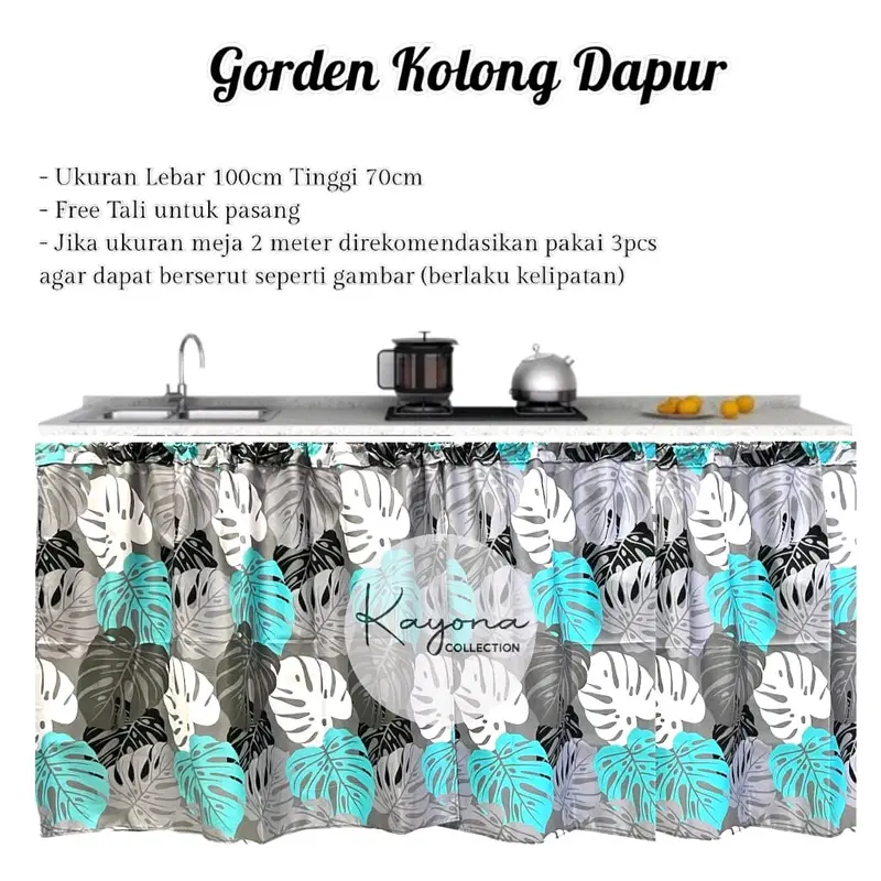 HEMAT 5 PCS KOLONG DAPUR PAKET HEMAT GORDEN KOLONG DAPUR UK 70X100 MURAH Katun Korden Curtain Elegant Dekorasi 3