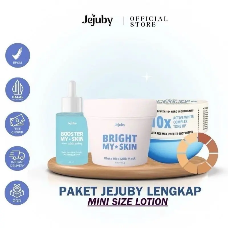 {BUNDLING 3 PCS} Gluta Rice Milk Mask 2in1 Body Bleaching & Sleeping Body Mask Jejuby