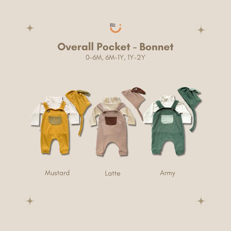 Mioubaby Overall Pocket Top Turtleneck Broken White / overall bayi / jumper bayi / jumpsuit bayi / playsuit bayi / romper anak / hadiah lahiran / baju anak perempuan / baju anak / waffle knit / baju anak / jumper anak / jumper bayi / jumpsuit bayi Newborn 3