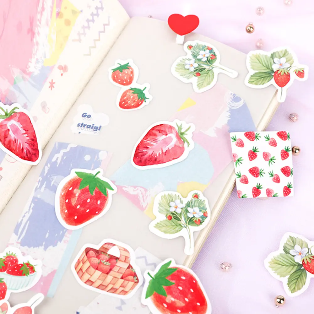 Kawaii Cute Creative Marker  Office School Supply DIY Scrapbooking Album Strawberry Decorative Stickers Diary Sticker Dessert Label Sticky Notes