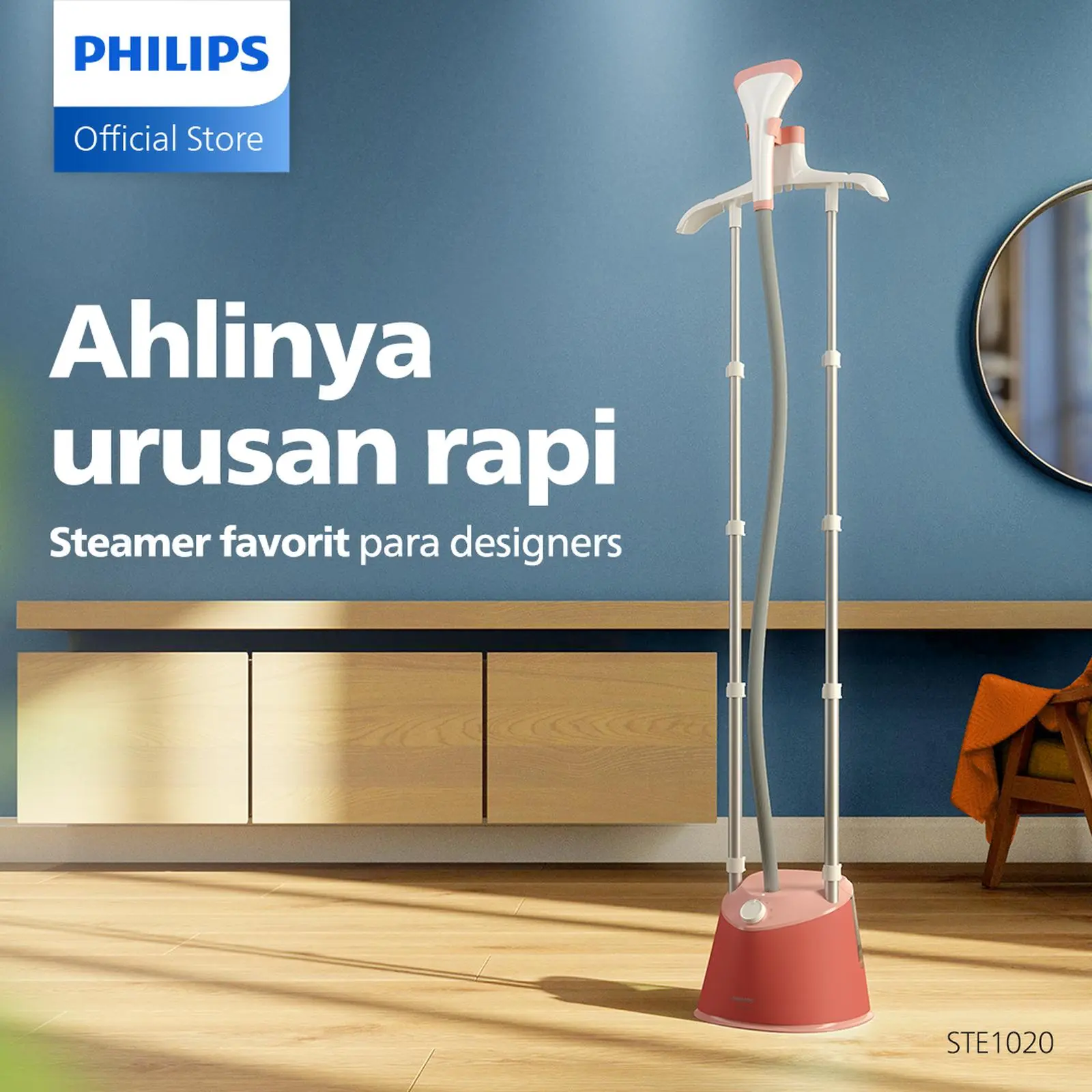 Philips Stand Steamer 1000 Series - STE1020/40 - Pink - Setrika uap, strika uap, philips setrika uap, setrika uap philips, setrika philips uap, strika uap philips