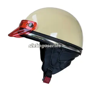Helm Chips Dewasa Shorty Retro Classic List Chrome Pet Transparan Pria/Wanita