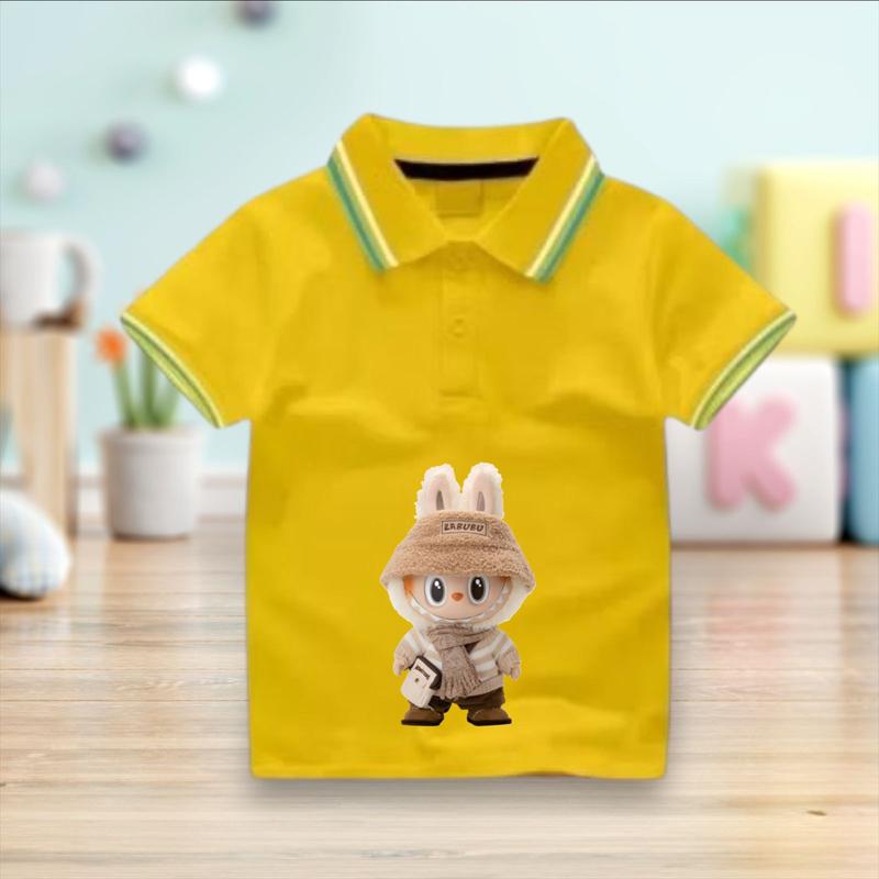 Atasan Kerah Wangki Anak Usia 2-10 Tahun Gambar Labubu Viral Baju Fashion Anak Tangan Pendek 9