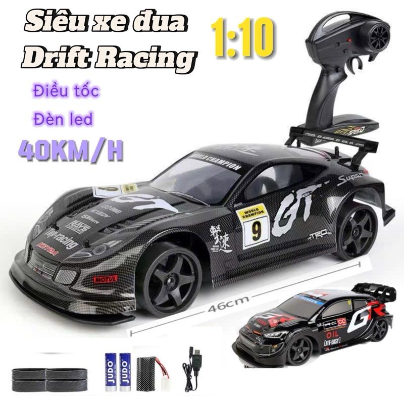 Siêu Xe đua Drift Racing 1:10 điều khiển từ xa , tốc độ cao 40km/h ,có điều tốc , có đèn ,dùng pin sạc , tặng kèm 4 lốp cao su chạy tốc độ cao