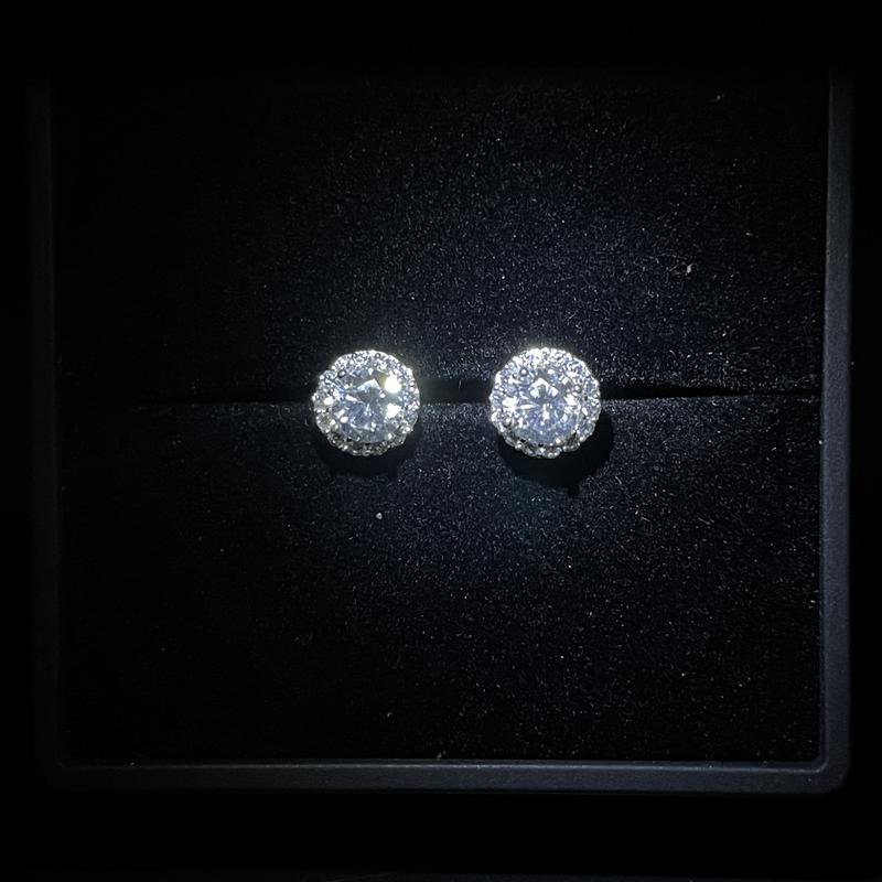 Khuyên tai nụ tròn nam nữ đính đá lấp lánh chất liệu bạc Tehio jewelry store THJ02 8