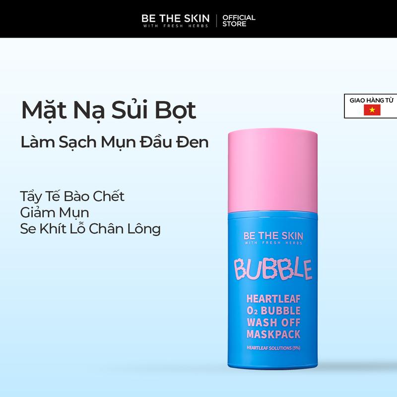 Mặt Nạ Sủi Diếp Cá Làm Sạch Mụn Đầu Đen Be The Skin Heartleaf O2 Bubble Wash Off Maskpack 50g