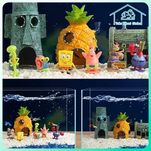 Miniatur Resin Spongebob – Set 6 pcs untuk Dekorasi Akuarium Unik kayu rumah aquarium