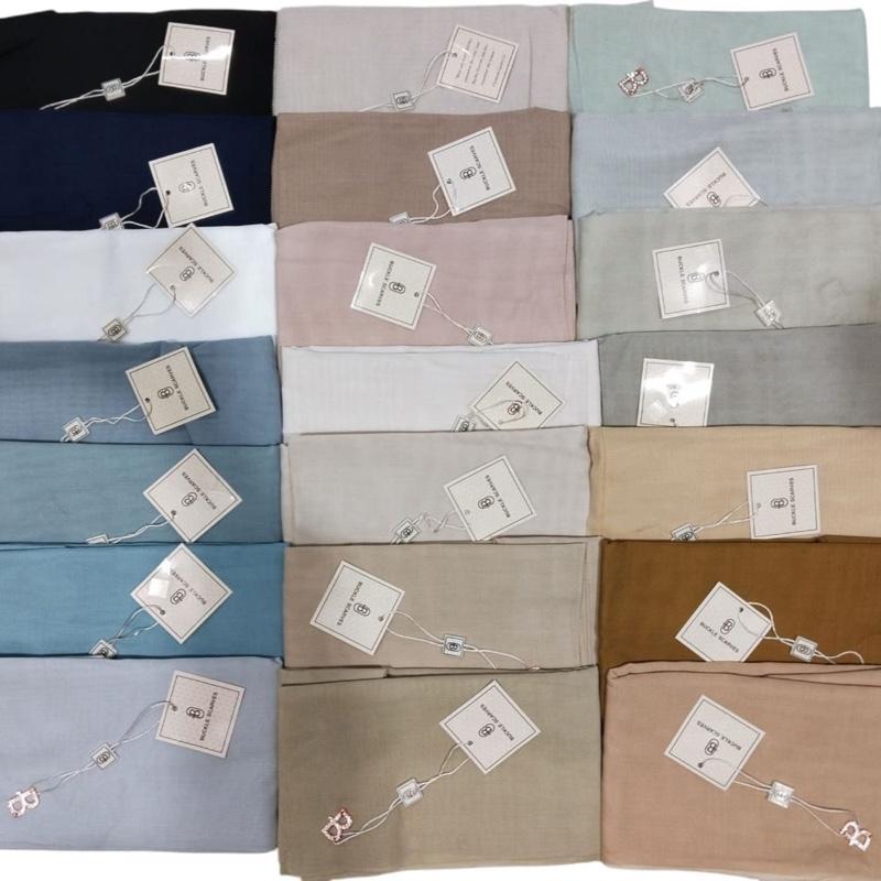 Hijab Segiempat Buckle Scarf Polos Kerudung Katun Voal Wanita Muslim 3