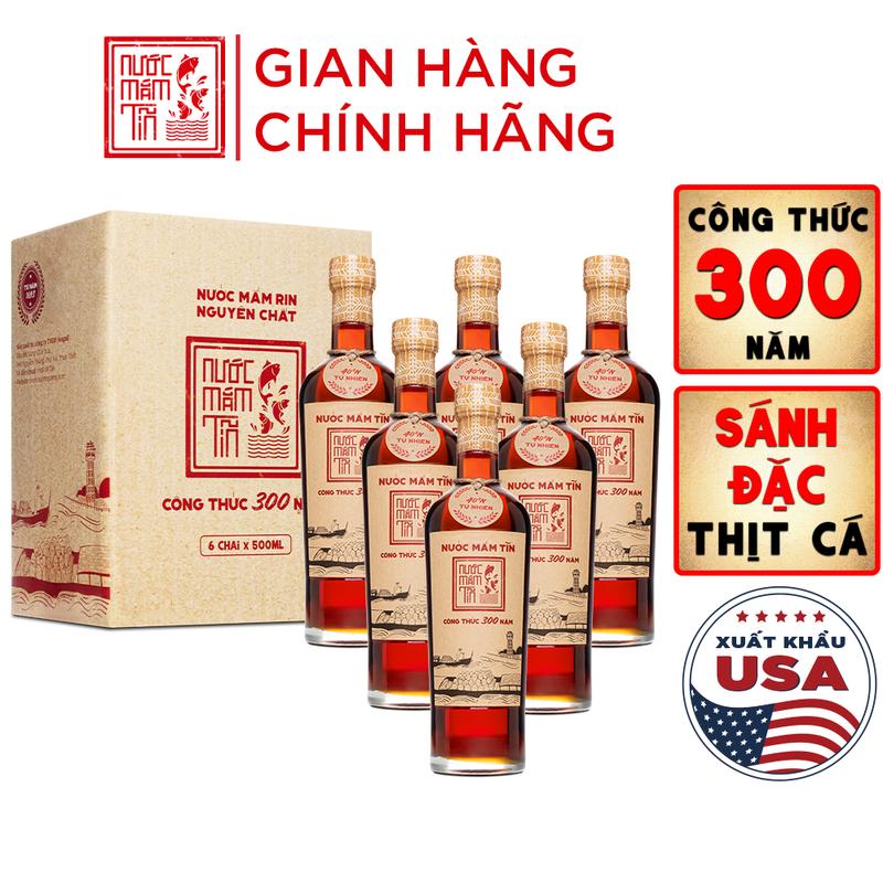 Thùng 6 chai 40N 500ml rin nguyên chất 40N Nước Mắm Tĩn cá cơm than Nhãn Đỏ Độ Đạm 40N Thùng 6 Chai Thủy Tinh 500ml/chai
