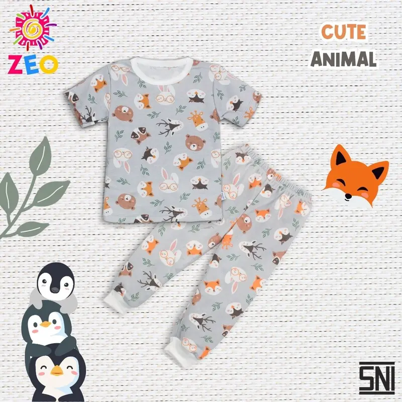ZeoBabyKids Piyama Lengan Pendek Anak Dan Bayi 1 - 4 Tahun Bahan Katun Laki-Laki Cotton Newborn Kancing PPD 4